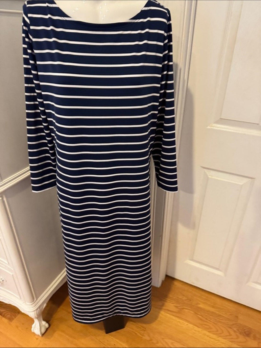 Vineyard Vines Navy and White Striped Midi Dress